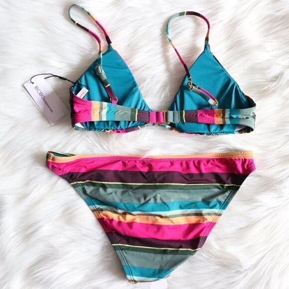 NWT BCBGeneration Colorful Rainbow Stripe Bikini Bathing Suit Set Size XS - Picture 6 of 8